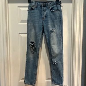 SAM EDELMAN THE MARY JANE BOYFRIEND MID-RISE RELAX STRAIGHT JEANS, MED BLUE, 28